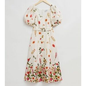 & other stories Linen Puff Sleeve Midi Dress